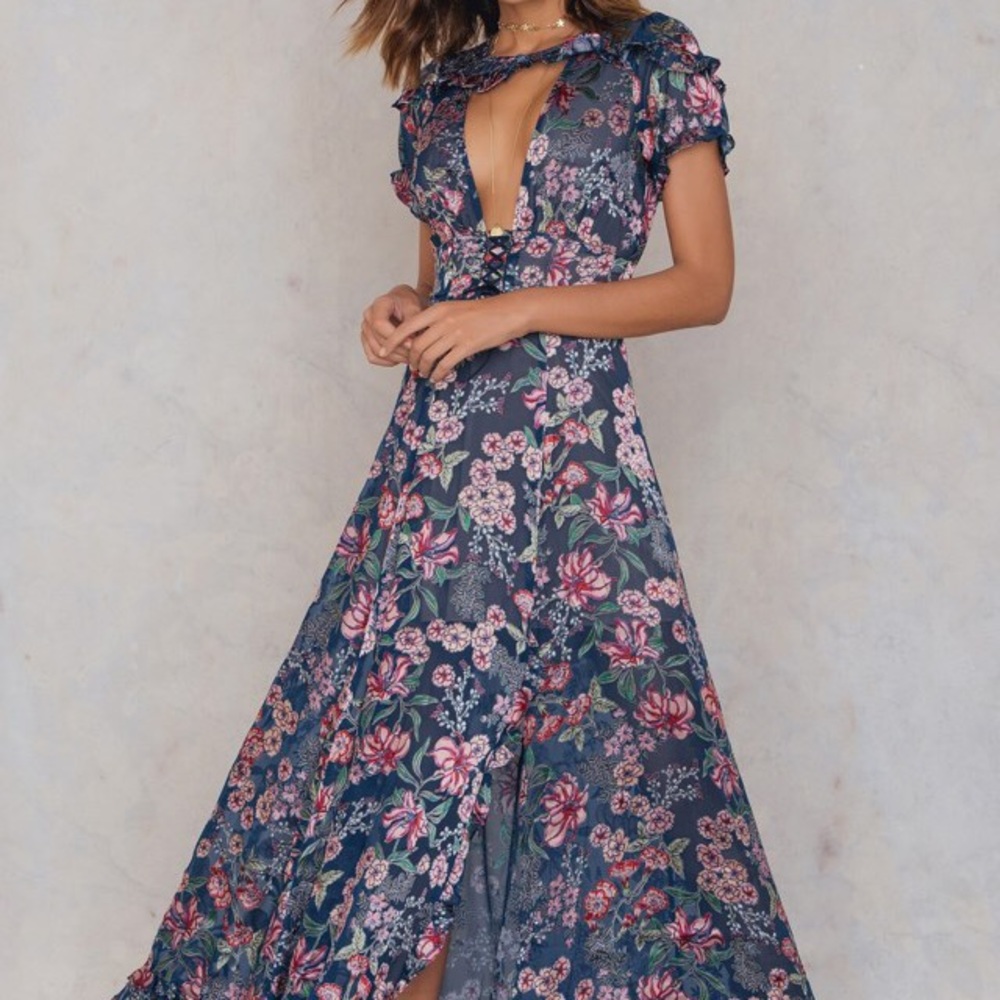 ISO: FL&L’s Navy Flora Maxi Dress